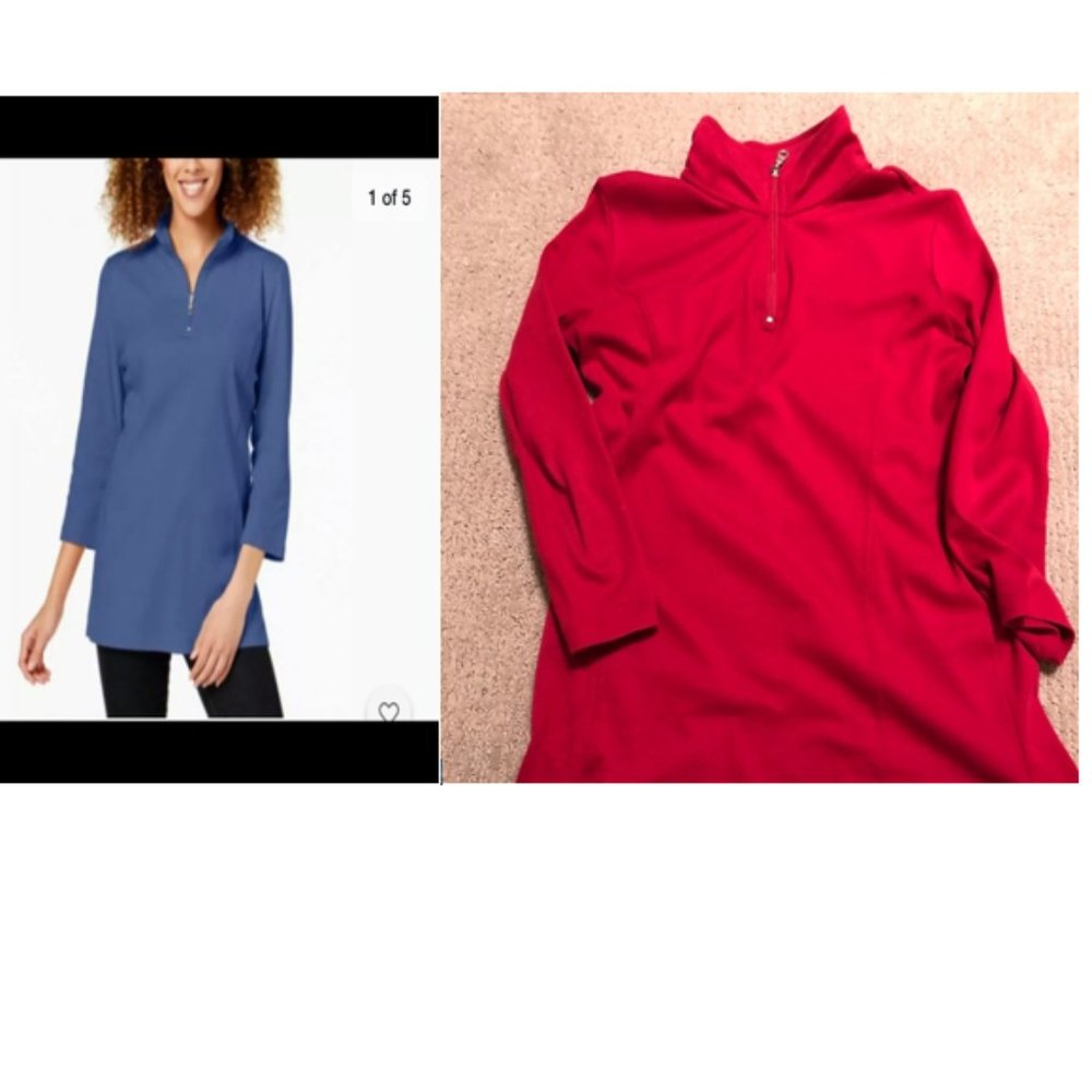 Quarter zip 3/4 sleeve tunic XS